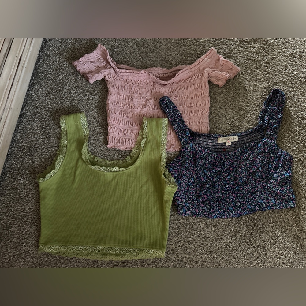 Stylish Women's Tops Set - Pink, Green, and Blue